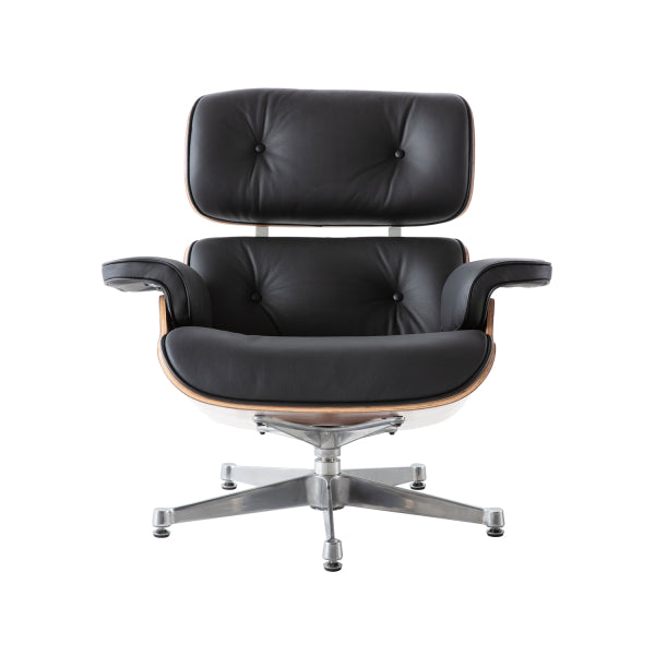 Charles Eames Lounge Chair & Ottoman Replica – Black Leather & Rose Wood | Chrome Base