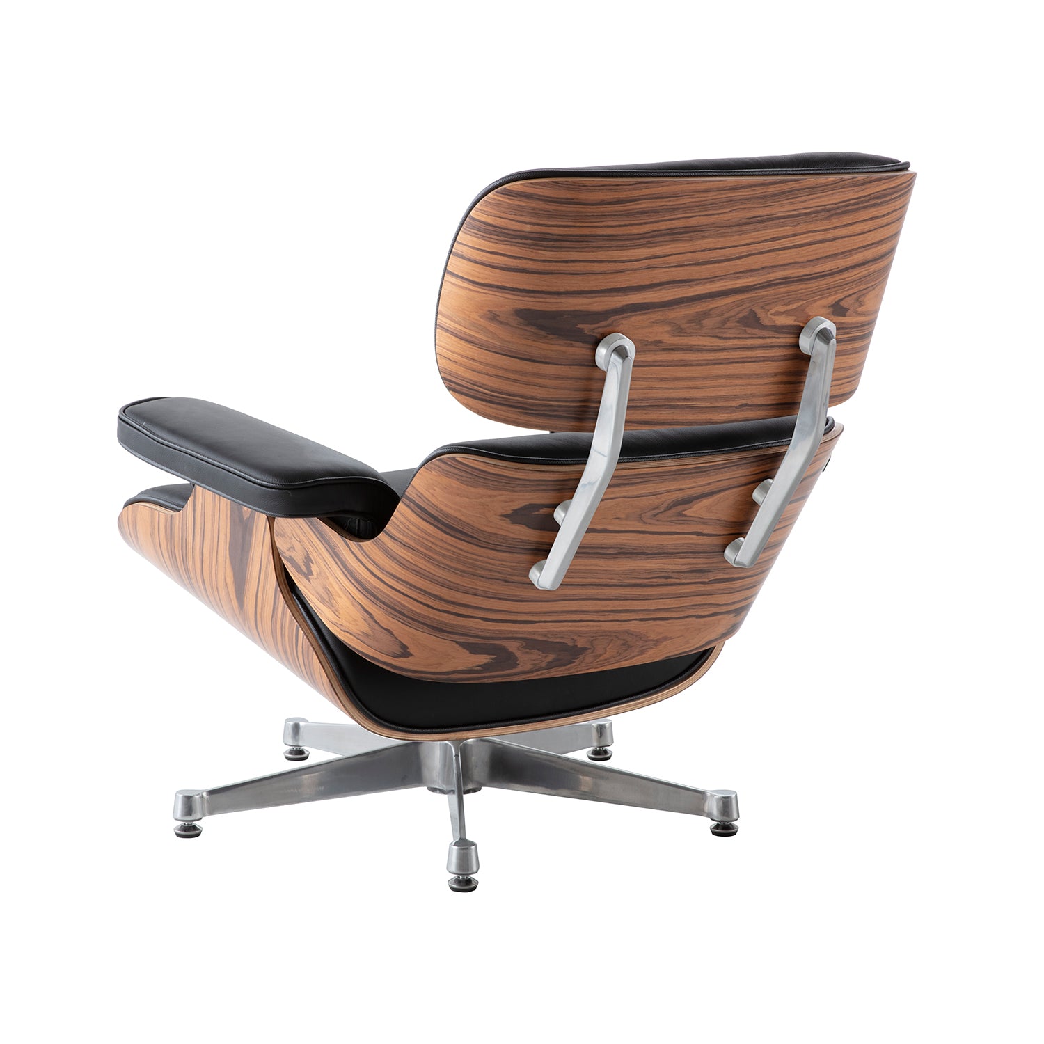 Charles Eames Lounge Chair & Ottoman Replica – Black Leather & Rose Wood | Chrome Base
