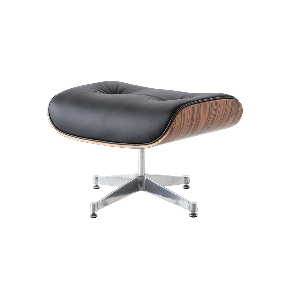 Charles Eames Lounge Chair & Ottoman Replica – Black Leather & Rose Wood | Chrome Base