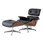 Charles Eames Lounge Chair & Ottoman Replica – Black Leather & Rose Wood | Chrome Base