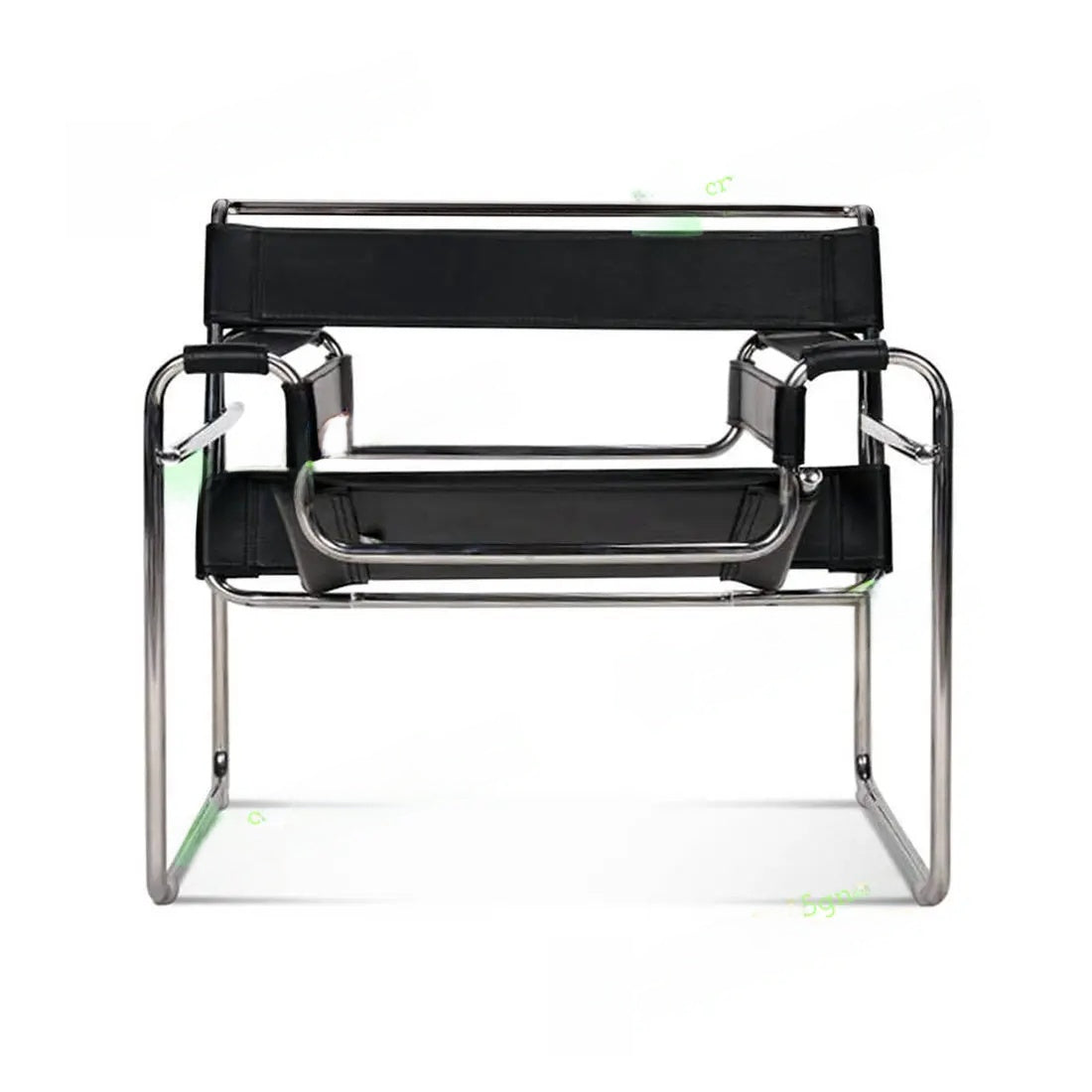 Vassily Style Lounge Chair – Black Saddle Leather Stainless Steel Frame | Bauhaus Armchair