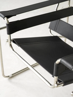 Vassily Style Lounge Chair – Black Saddle Leather Stainless Steel Frame | Bauhaus Armchair