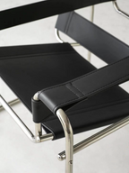 Vassily Style Lounge Chair – Black Saddle Leather Stainless Steel Frame | Bauhaus Armchair