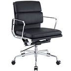 Eames EA217 Style Executive Office Chair – Black Leather Low Back Aluminium Frame