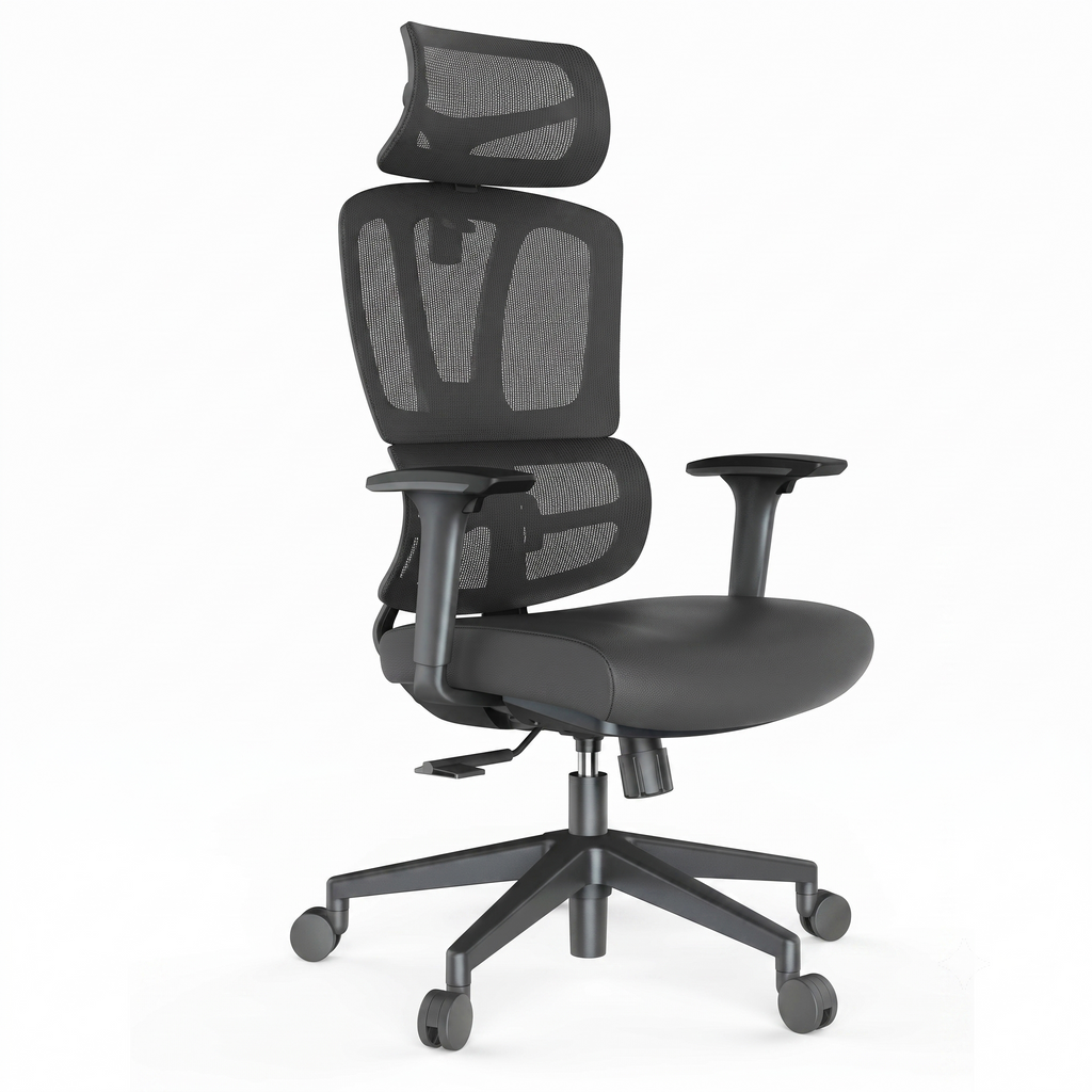 Premium D211 Ergonomic High Back Mesh Office Chair – Black | Adjustable Swivel Desk Chair with Lumbar Support & Headrest