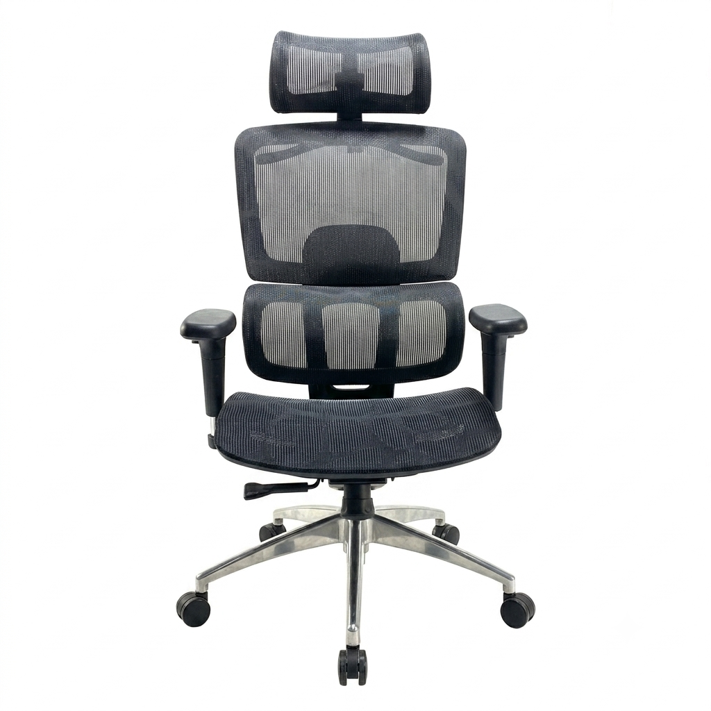 Premium D200 Ergonomic High Back Mesh Office Chair – Black | Fully Adjustable Swivel Desk Chair with Lumbar Support & Headrest