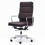 Premium EA219 Soft Pad High Back Office Chair – Dark Brown Leather | Executive Swivel Desk Chair with Polished Aluminium Frame