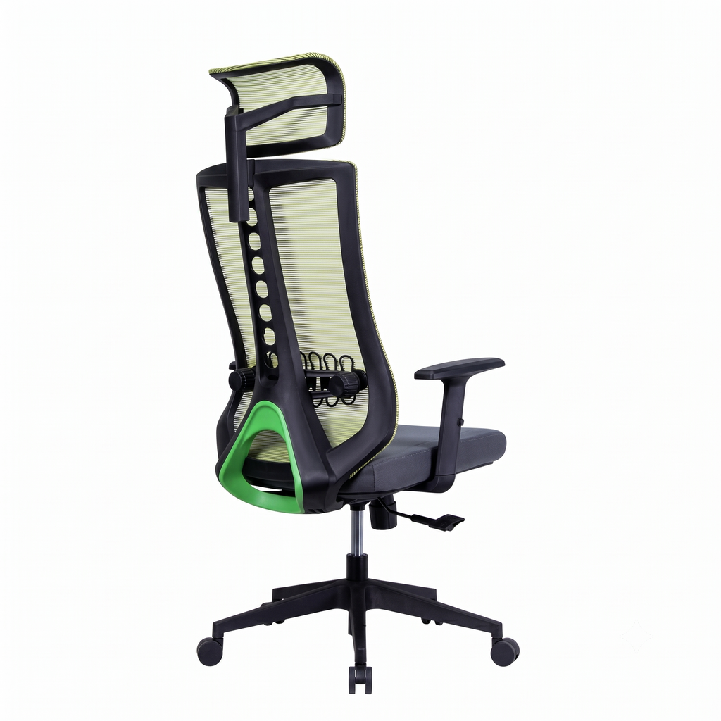 Premium D222 Ergonomic High Back Mesh Office Chair – Black | Fully Adjustable Swivel Desk Chair with Lumbar Support & Headrest