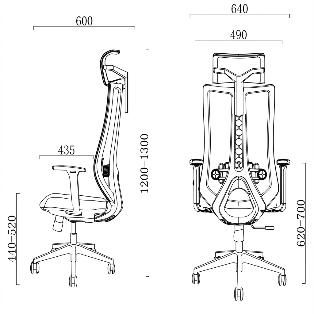 Premium D222 Ergonomic High Back Mesh Office Chair – Black | Fully Adjustable Swivel Desk Chair with Lumbar Support & Headrest