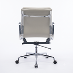 Premium EA217 Soft Pad Low Back Office Chair – Light Grey Leather | Low Back Executive Swivel Chair with Polished Aluminium Frame