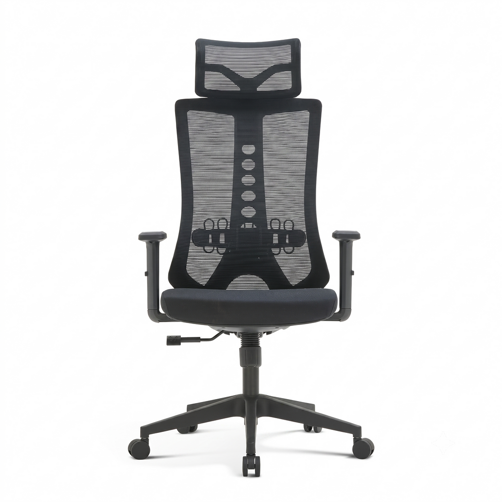 Premium D222 Ergonomic High Back Mesh Office Chair – Black | Fully Adjustable Swivel Desk Chair with Lumbar Support & Headrest