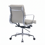 Premium EA217 Soft Pad Low Back Office Chair – Light Grey Leather | Low Back Executive Swivel Chair with Polished Aluminium Frame