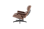 Classic Charles Eames Lounge Chair & Ottoman Replica – Dark Brown Italian Leather | Walnut Veneer | Normal Base