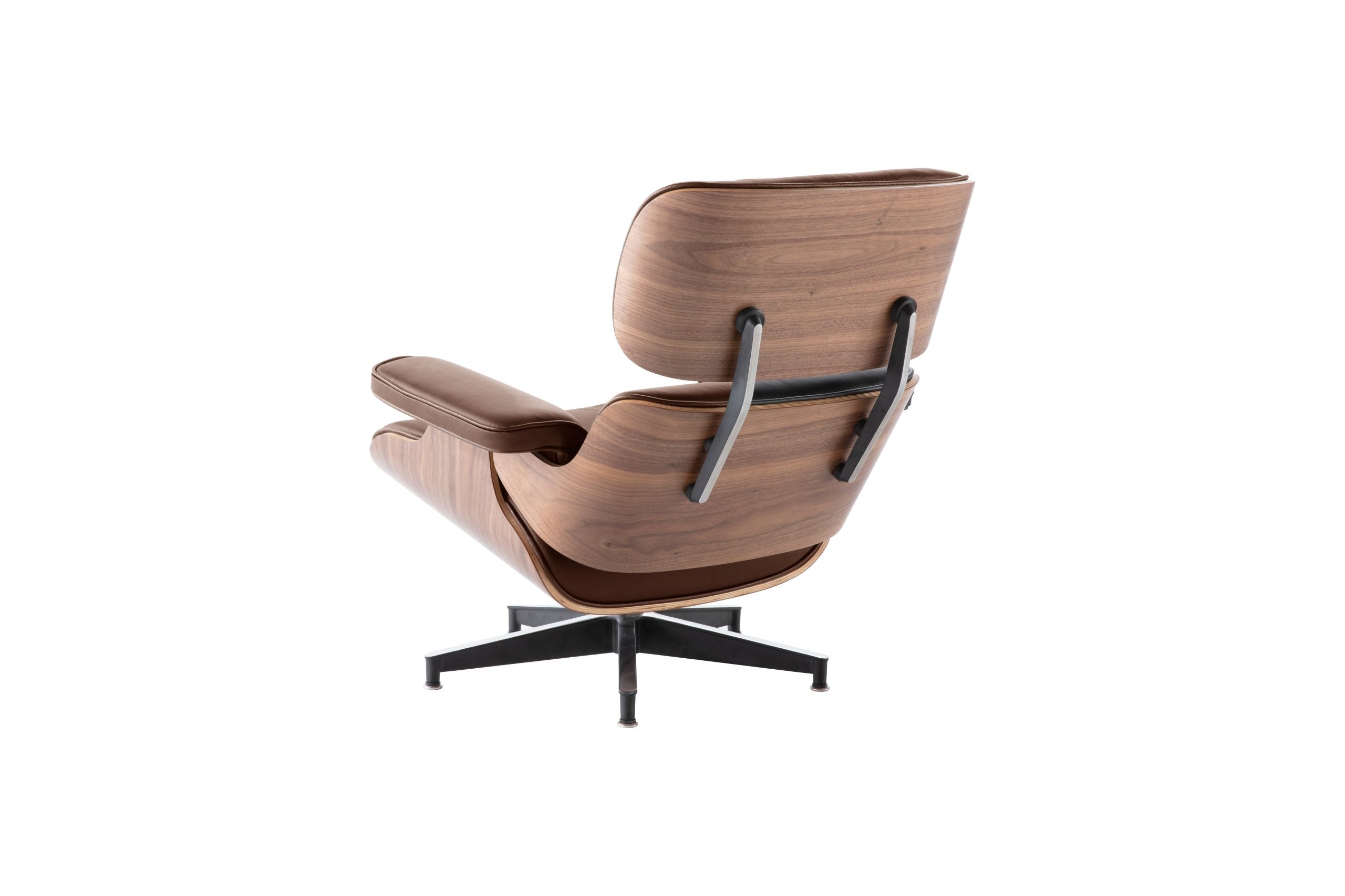 Classic Charles Eames Lounge Chair & Ottoman Replica – Dark Brown Italian Leather | Walnut Veneer | Normal Base