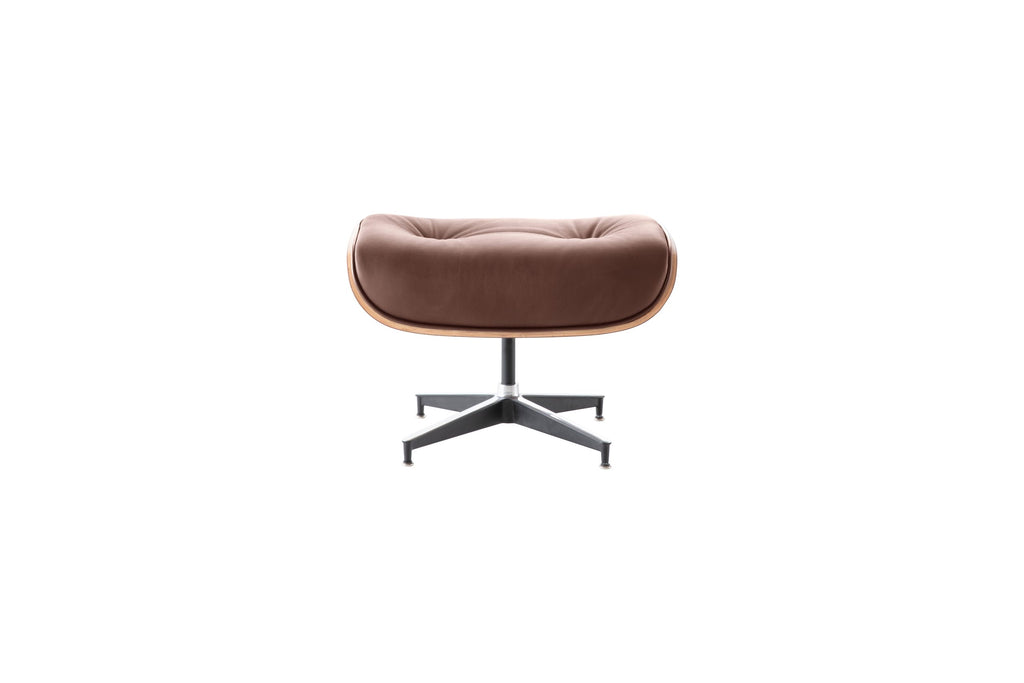 Classic Charles Eames Lounge Chair & Ottoman Replica – Dark Brown Italian Leather | Walnut Veneer | Normal Base