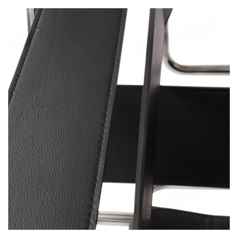 Vassily Style Lounge Chair – Black Saddle Leather Stainless Steel Frame | Bauhaus Armchair