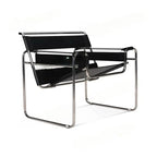 Vassily Style Lounge Chair – Black Saddle Leather Stainless Steel Frame | Bauhaus Armchair