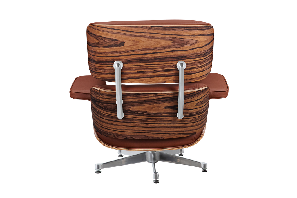 Charles Eames Lounge Chair & Ottoman Replica – Tan Brown Italian Leather | Rosewood Veneer | Chrome Base