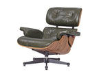 Premium Eames Lounge Chair & Ottoman Replica – Waxy Dark Green Italian Leather | Rosewood Veneer | Polished Aluminium Base