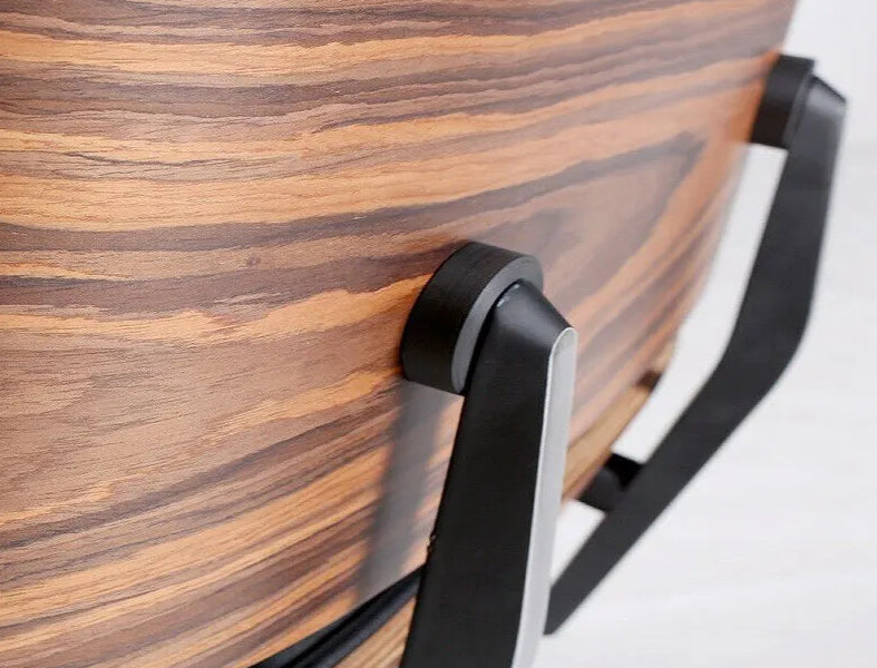 Eames Style Lounge Chair Only – Black Italian Leather | Light Rosewood Veneer | Mid-Century Modern