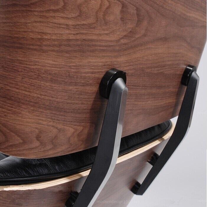 Classic Eames Style Lounge Chair & Ottoman Replica – Black Leather Walnut Wood
