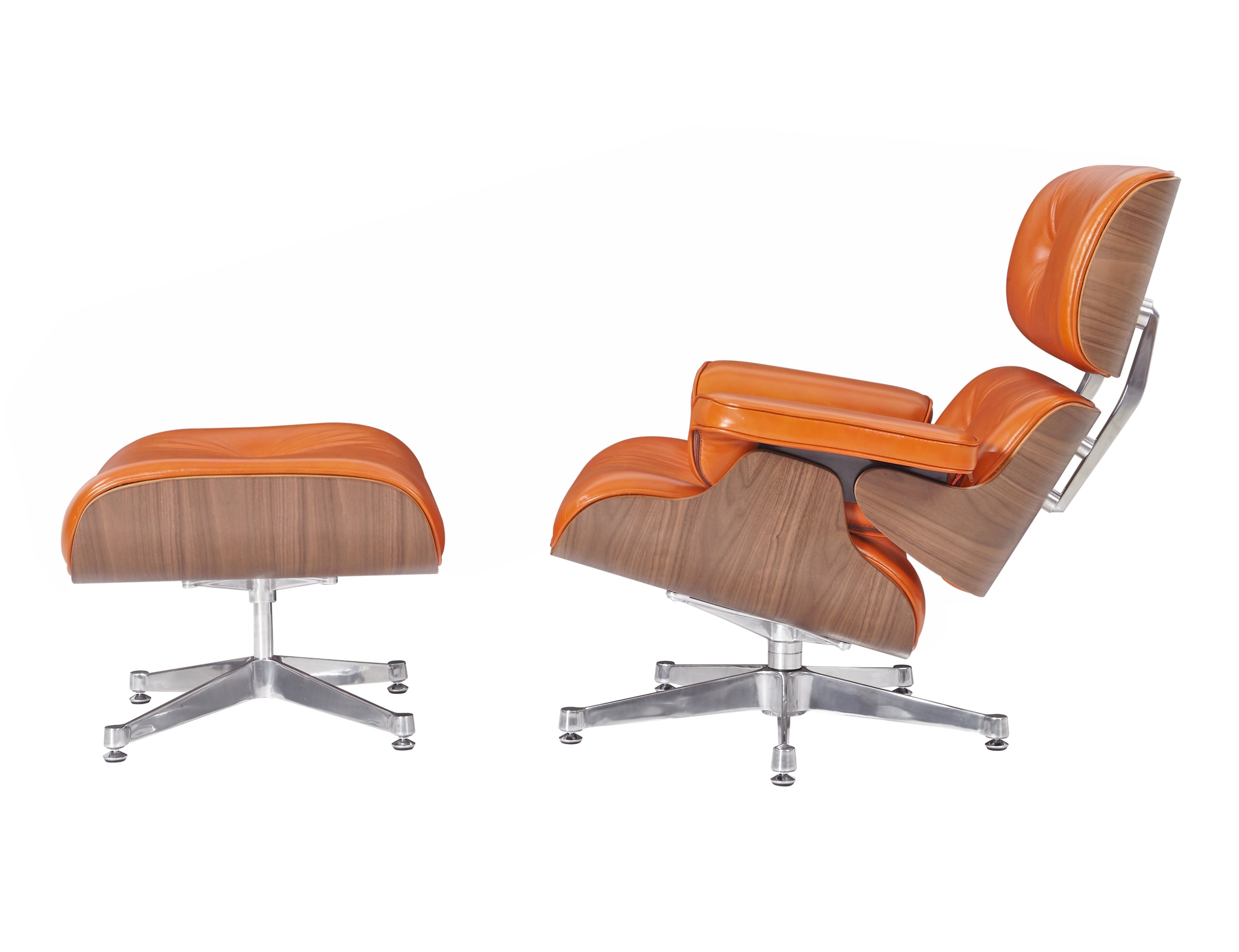Premium Eames Lounge Chair & Ottoman Replica – Waxy Camel Leather & Walnut Wood