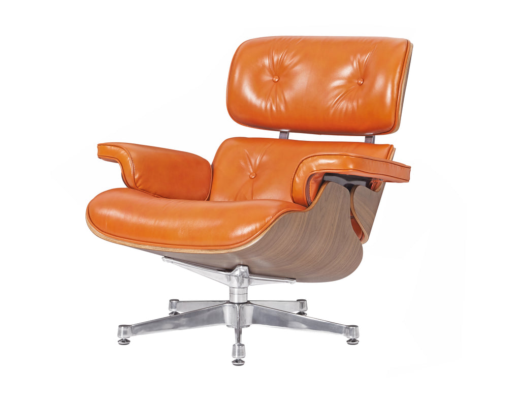 Premium Eames Lounge Chair & Ottoman Replica – Waxy Camel Leather & Walnut Wood