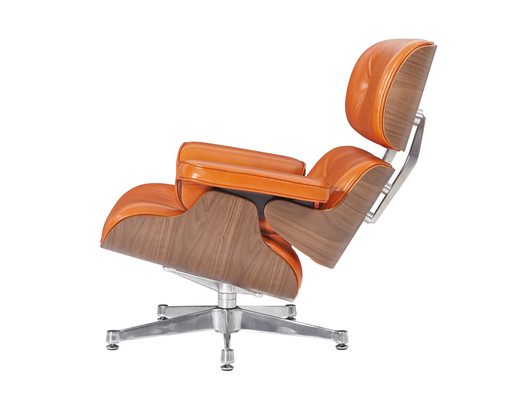 Premium Eames Lounge Chair & Ottoman Replica – Waxy Camel Leather & Walnut Wood