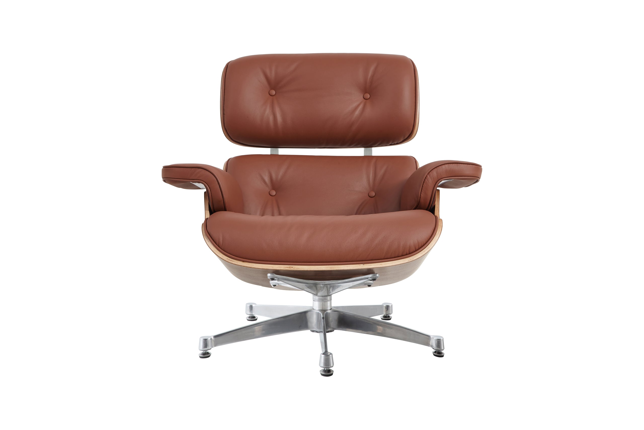 Charles Eames Lounge Chair & Ottoman Replica – Tan Brown Italian Leather | Walnut Wood | Chrome Base