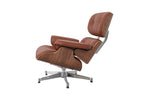 Charles Eames Lounge Chair & Ottoman Replica – Tan Brown Italian Leather | Walnut Wood | Chrome Base