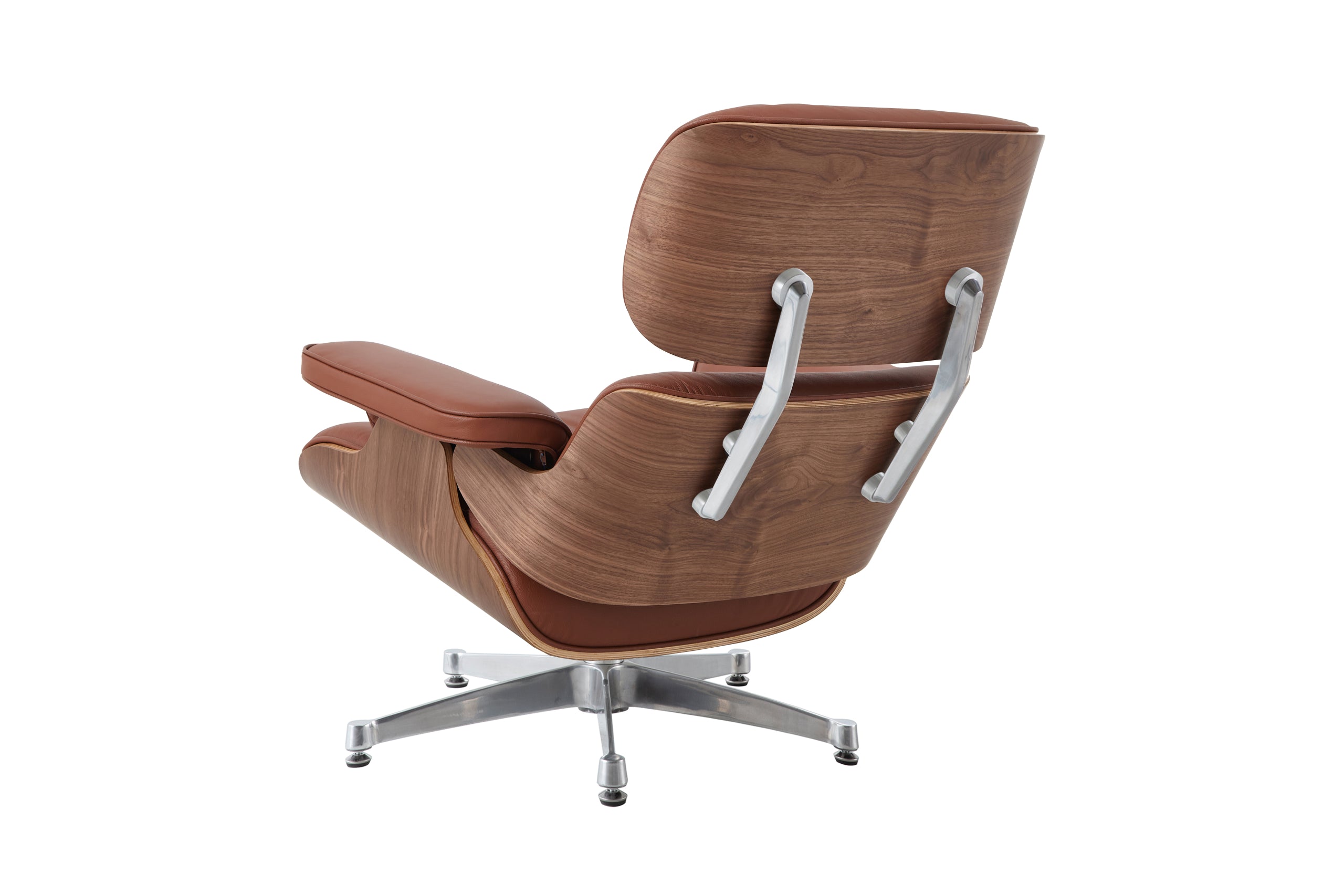 Charles Eames Lounge Chair & Ottoman Replica – Tan Brown Italian Leather | Walnut Wood | Chrome Base