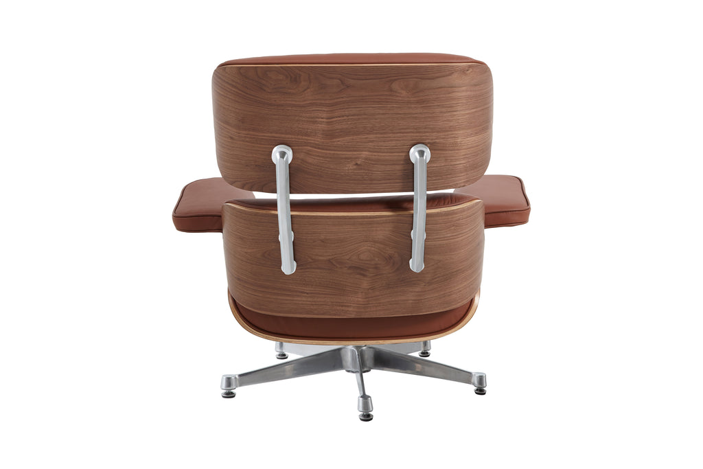 Charles Eames Lounge Chair & Ottoman Replica – Tan Brown Italian Leather | Walnut Wood | Chrome Base