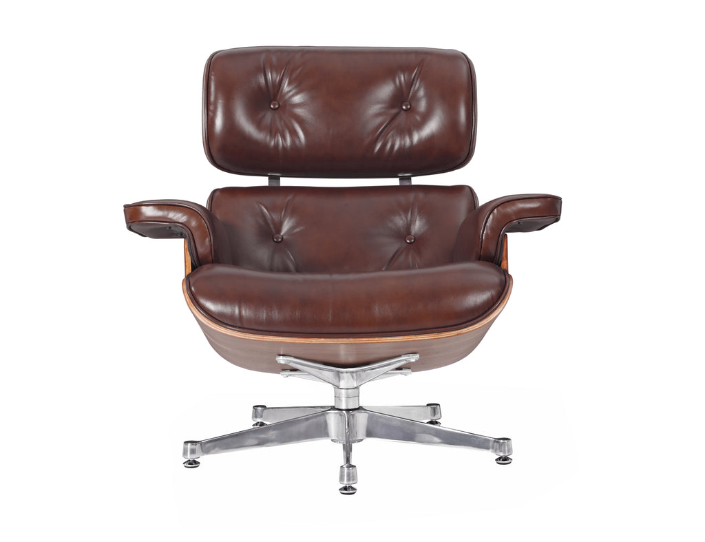 Premium Charles Eames Lounge Chair & Ottoman Replica – Waxy Chocolate Italian Leather | Walnut Wood