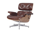 Premium Charles Eames Lounge Chair & Ottoman Replica – Waxy Chocolate Italian Leather | Walnut Wood