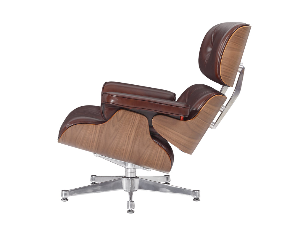 Premium Charles Eames Lounge Chair & Ottoman Replica – Waxy Chocolate Italian Leather | Walnut Wood