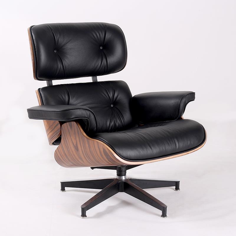Classic Eames Style Lounge Chair & Ottoman Replica – Black Leather Rosewood