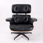 Classic Eames Style Lounge Chair & Ottoman Replica – Black Leather Rosewood