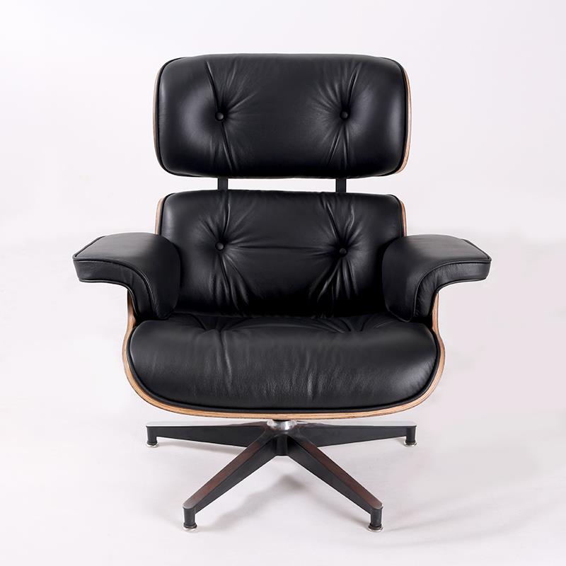 Classic Eames Style Lounge Chair & Ottoman Replica – Black Leather Rosewood