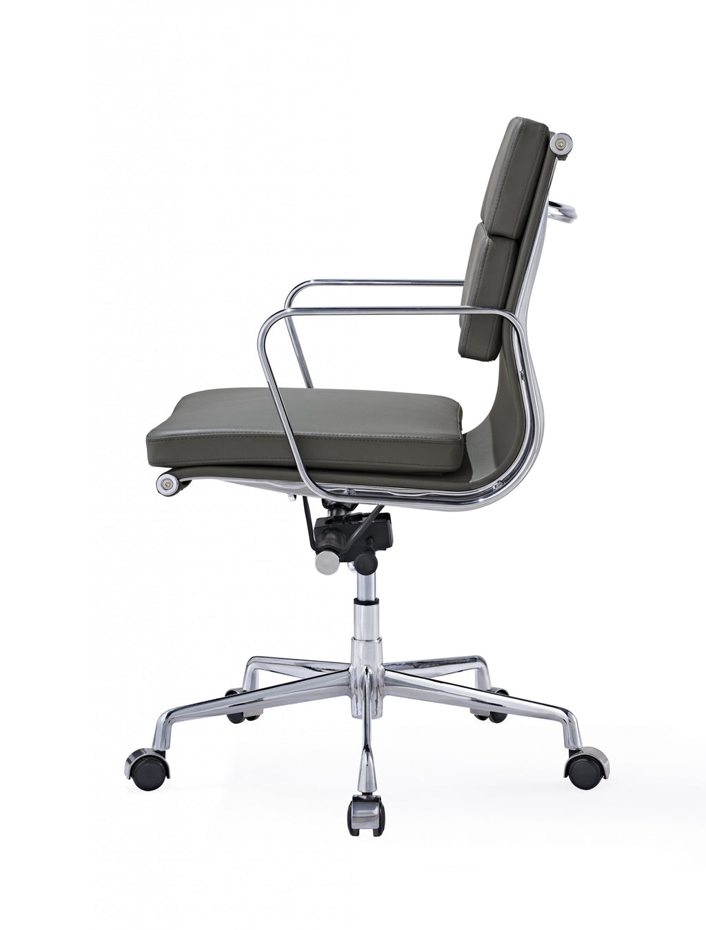 Premium Eames EA217 Office Chair Replica – Dark Grey Leather | Low Back Soft Pad | Adjustable Swivel Desk Chair