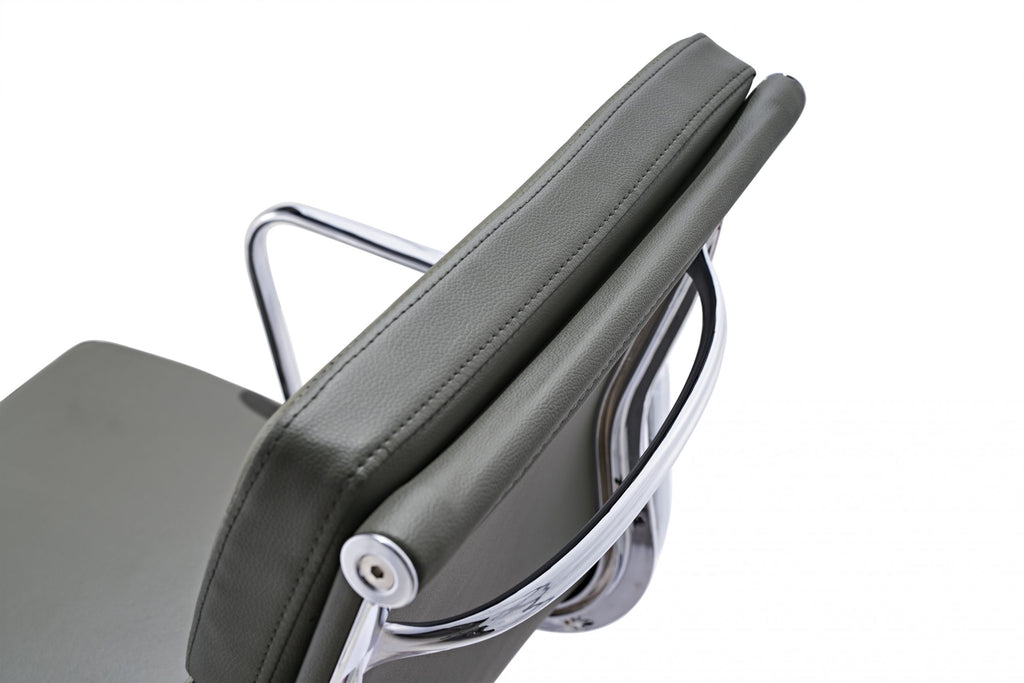 Premium Eames EA217 Office Chair Replica – Dark Grey Leather | Low Back Soft Pad | Adjustable Swivel Desk Chair