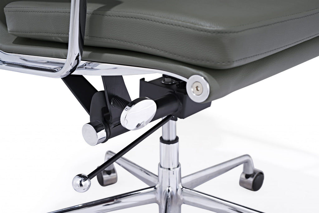 Premium Eames EA217 Office Chair Replica – Dark Grey Leather | Low Back Soft Pad | Adjustable Swivel Desk Chair