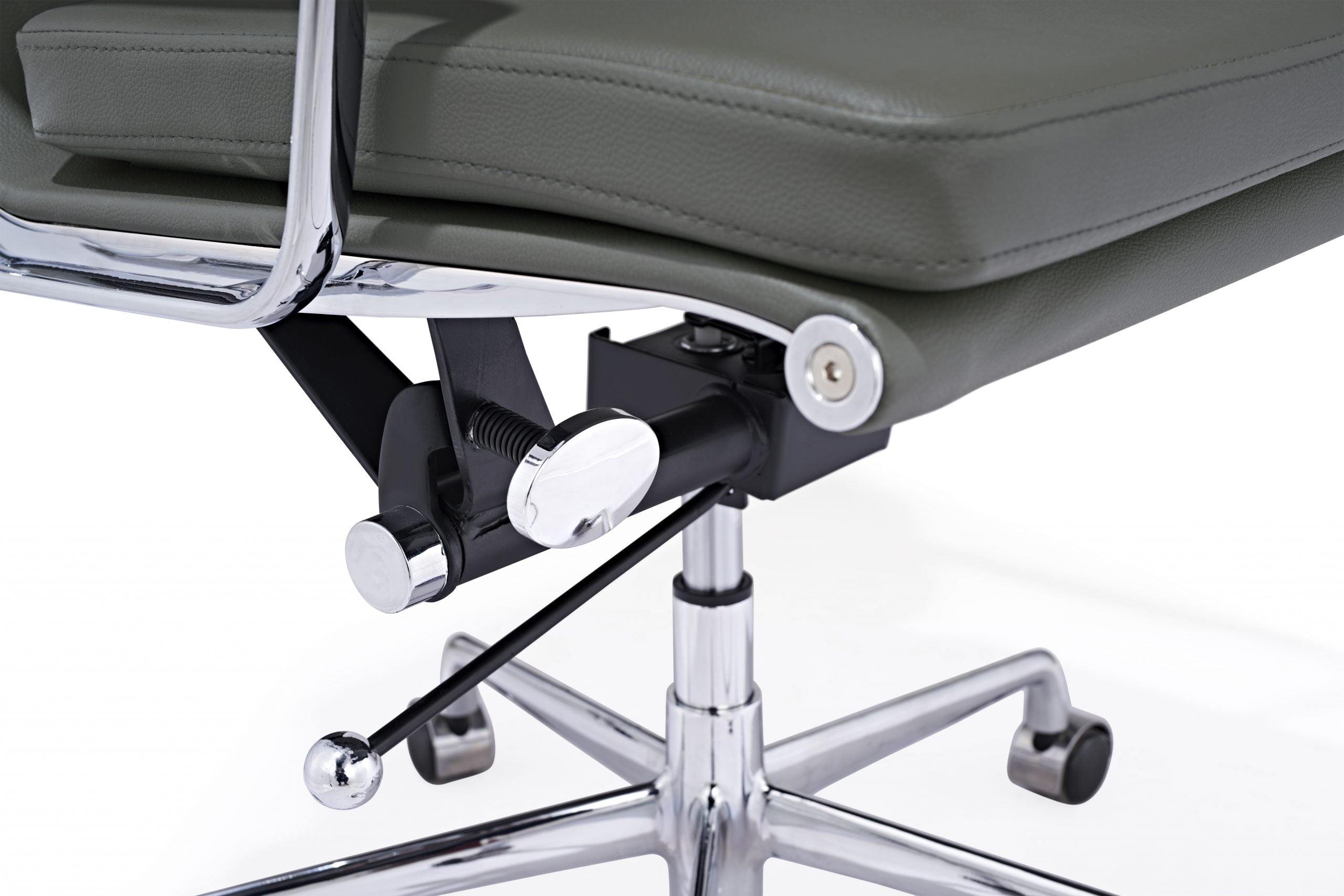 Premium Eames EA217 Office Chair Replica – Dark Grey Leather | Low Back Soft Pad | Adjustable Swivel Desk Chair