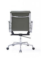Premium Eames EA217 Office Chair Replica – Dark Grey Leather | Low Back Soft Pad | Adjustable Swivel Desk Chair