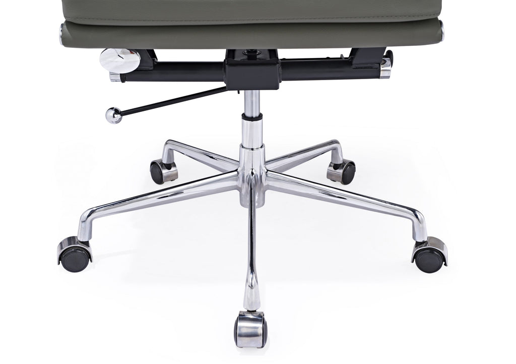 Premium Eames EA217 Office Chair Replica – Dark Grey Leather | Low Back Soft Pad | Adjustable Swivel Desk Chair