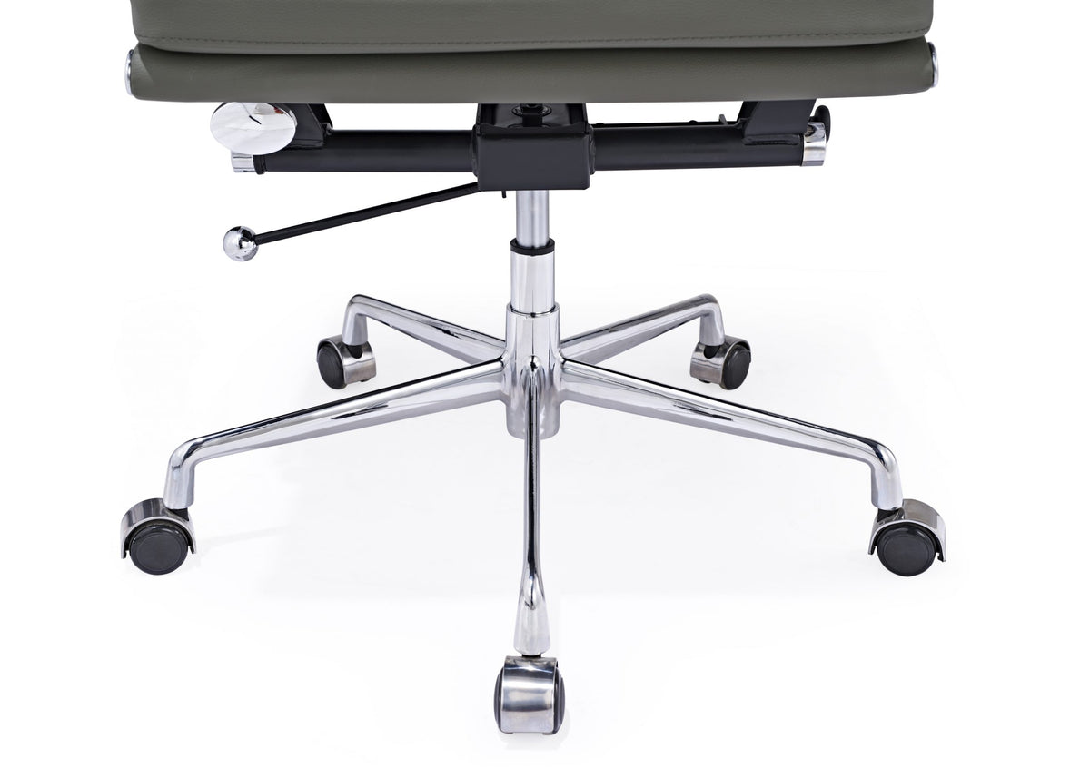 Premium Eames EA217 Office Chair Replica – Dark Grey Leather | Low Back Soft Pad | Adjustable Swivel Desk Chair