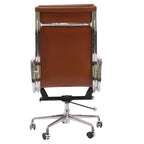Eames Soft Pad High Back EA219 Office Chair Replica – Tan Brown Leather | Executive Ergonomic Desk Chair with Chrome Aluminium Frame