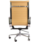 Premium EA119 Thin Pad High Back Office Chair – Camel Leather | Ergonomic Executive Swivel Desk Chair with Chromed Aluminium Frame