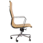 Premium EA119 Thin Pad High Back Office Chair – Camel Leather | Ergonomic Executive Swivel Desk Chair with Chromed Aluminium Frame