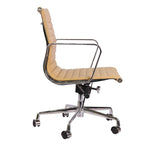 Premium EA117 Thin Pad Low Back Office Chair – Camel Leather | Ergonomic Executive Swivel Desk Chair with Chromed Aluminium Frame