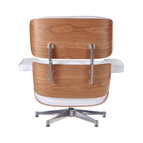 Charles Eames Lounge Chair and Ottoman Replica – White Leather | Ash Wood Veneer | Mid-Century Modern Lounge Chair